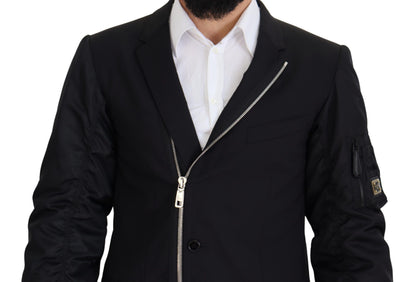  - Elegant Black Virgin Wool Jacket