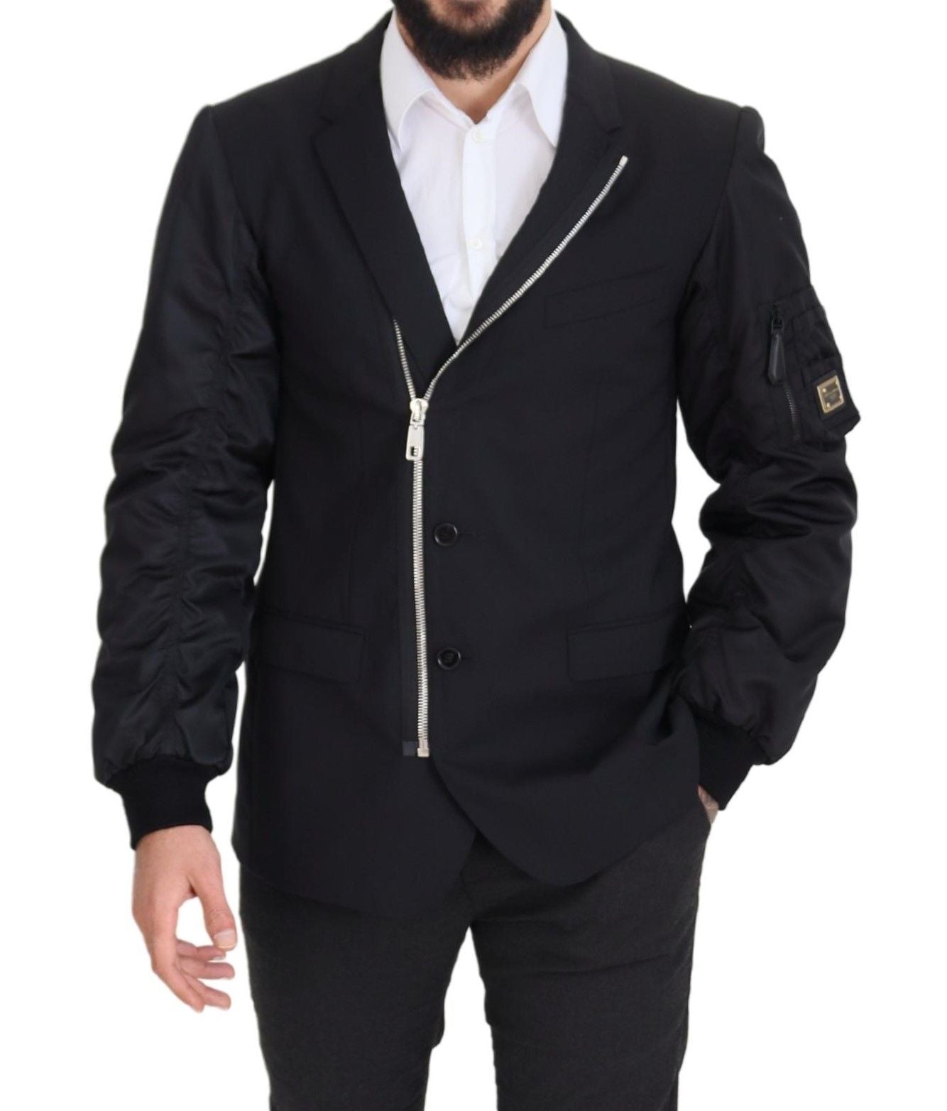  - Elegant Black Virgin Wool Jacket