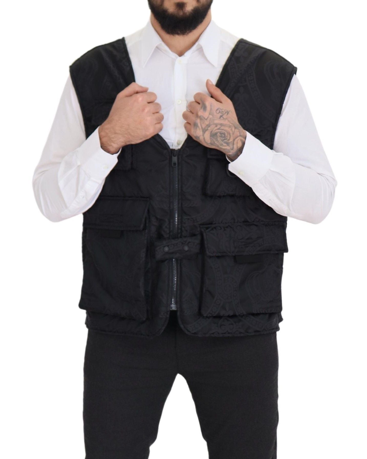  - Elegant Sleeveless Vest Jacket in Black