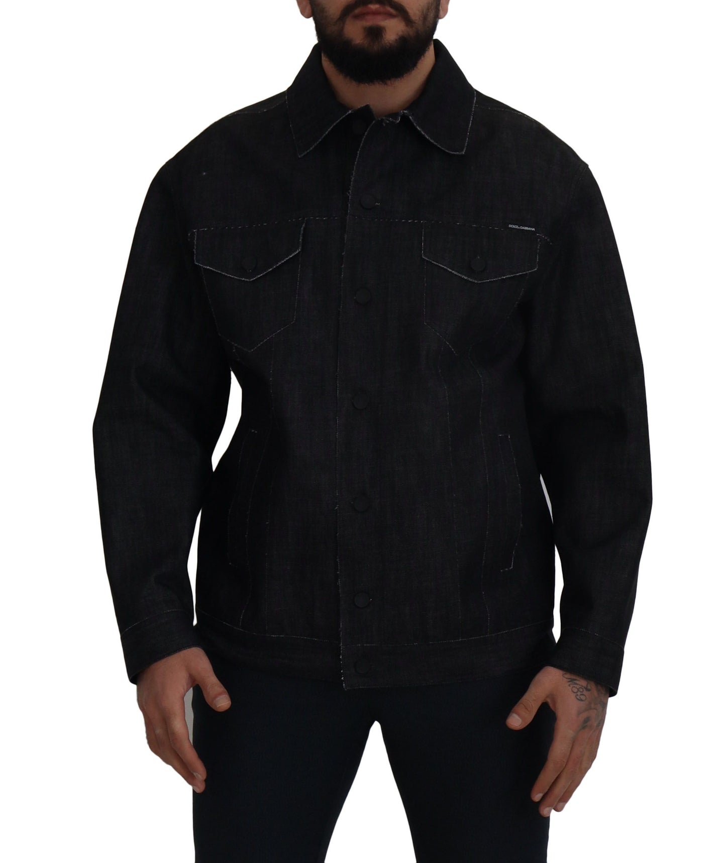  - Elegant Black Denim Jacket