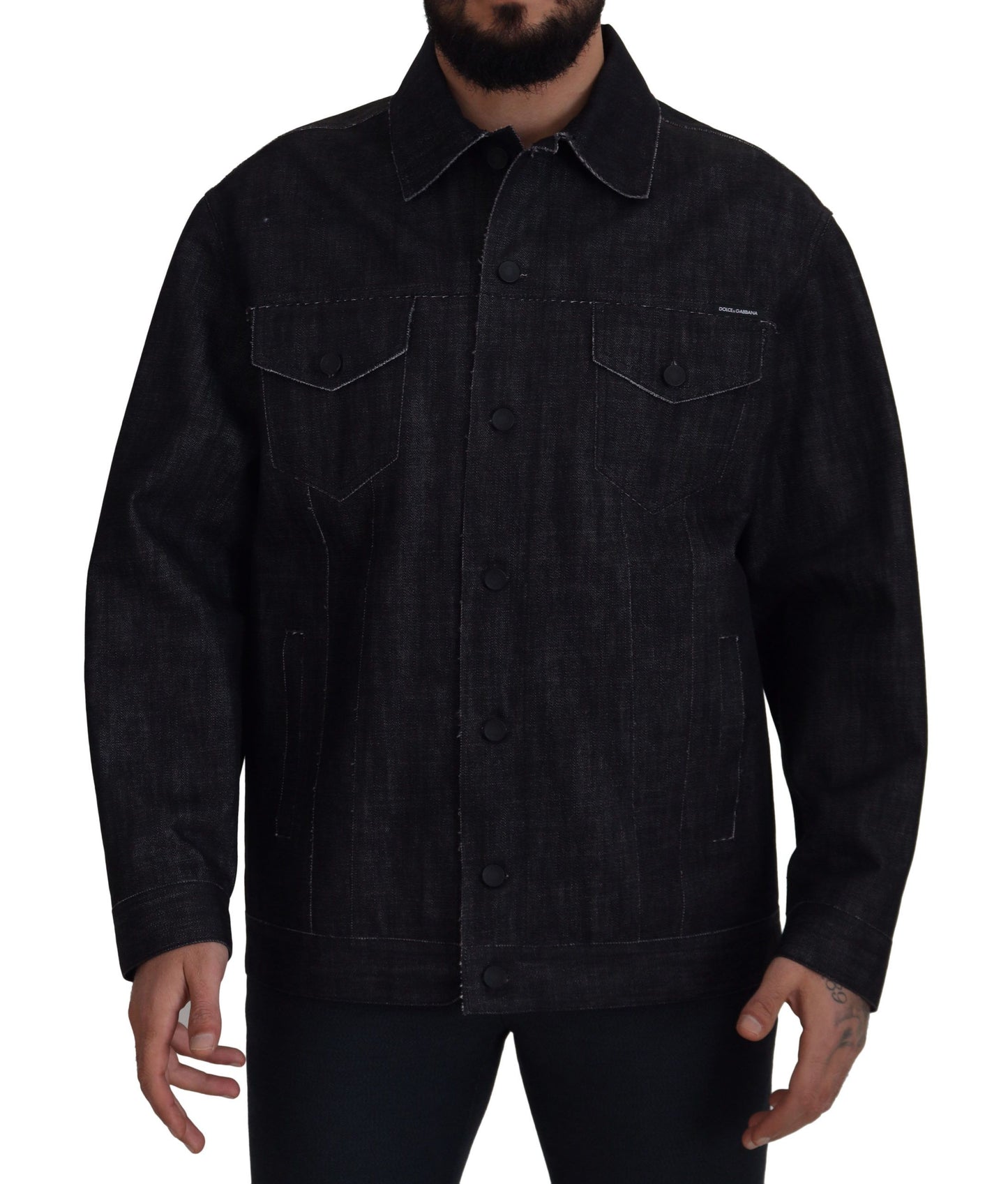  - Elegant Black Denim Jacket