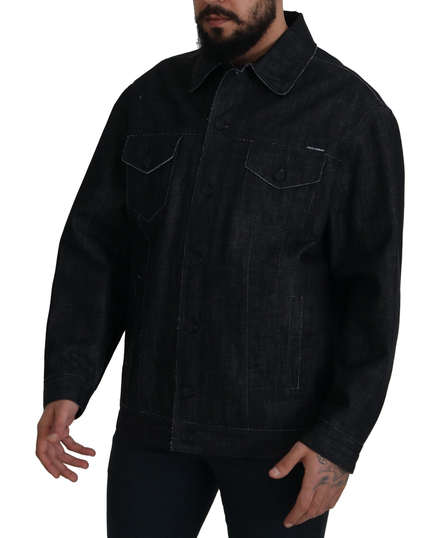  - Elegant Black Denim Jacket