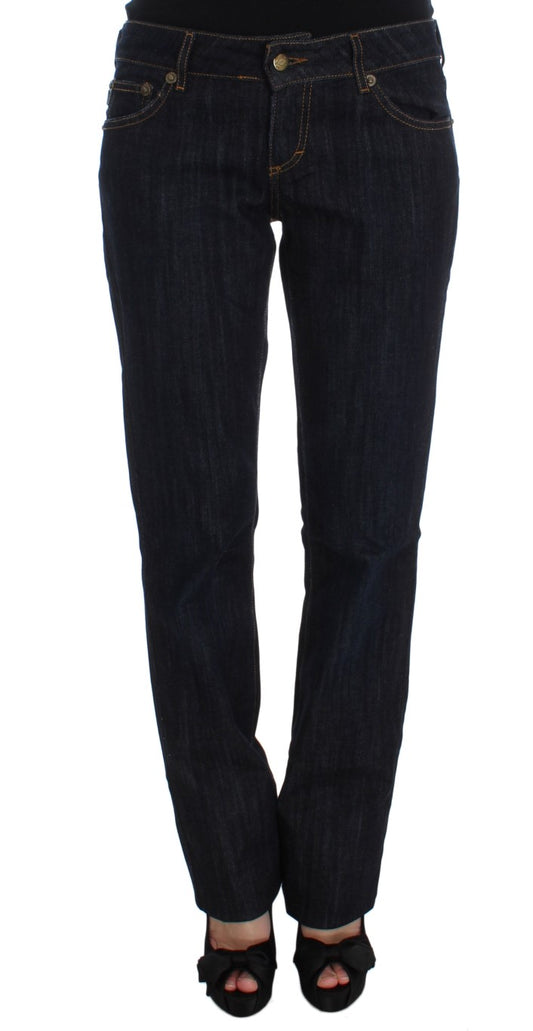 Chic Blue Straight Fit Designer Jeans - The Luxe Alliance