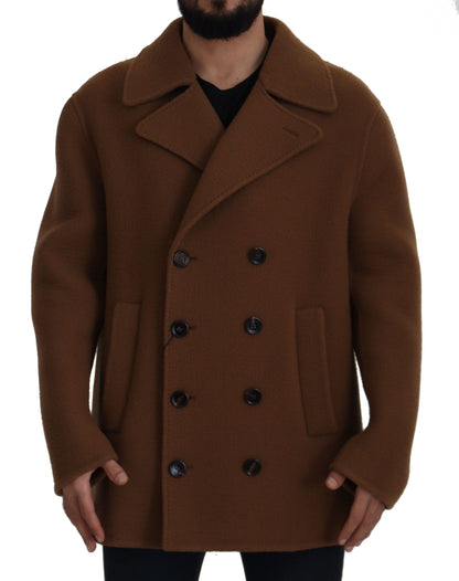  - Elegant Double Breasted Brown Jacket