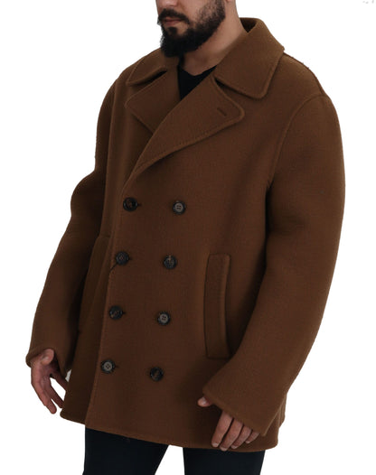  - Elegant Double Breasted Brown Jacket