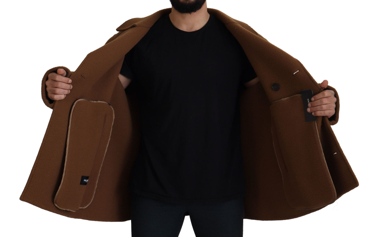  - Elegant Double Breasted Brown Jacket