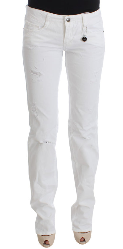 Chic Slim Fit White Cotton Jeans - The Luxe Alliance