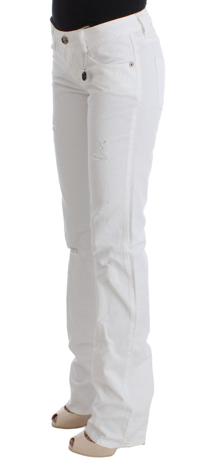 Chic Slim Fit White Cotton Jeans - The Luxe Alliance