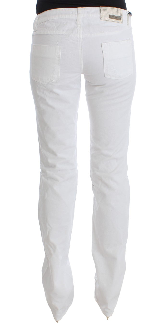 Chic Slim Fit White Cotton Jeans - The Luxe Alliance