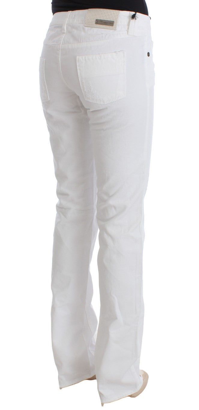 Chic Slim Fit White Cotton Jeans - The Luxe Alliance