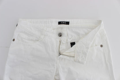 Chic Slim Fit White Cotton Jeans - The Luxe Alliance