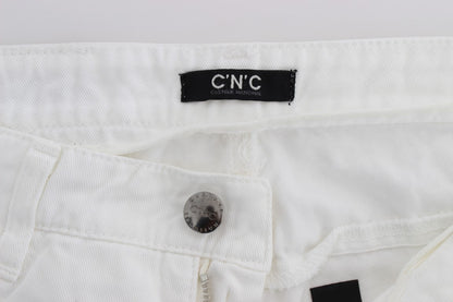 Chic Slim Fit White Cotton Jeans - The Luxe Alliance