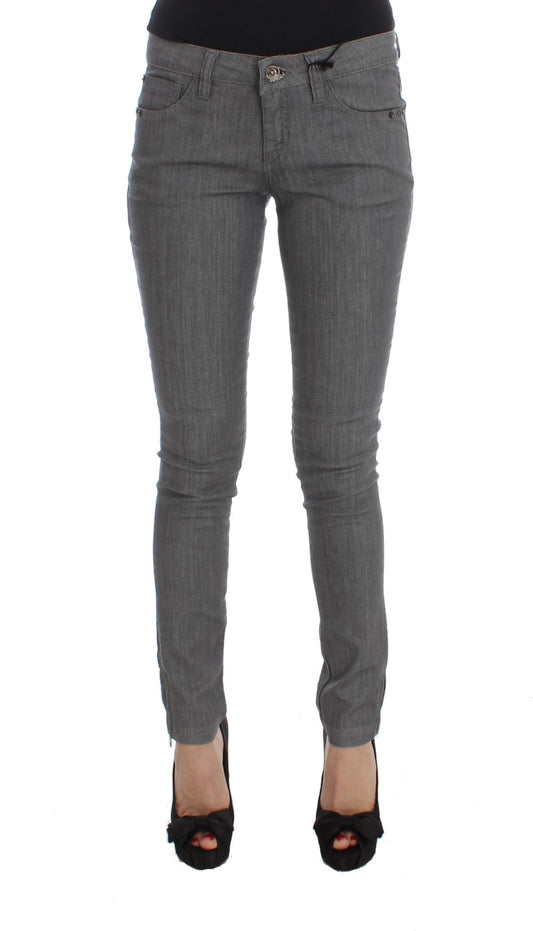 Chic Gray Slim-Fit Designer Jeans - The Luxe Alliance