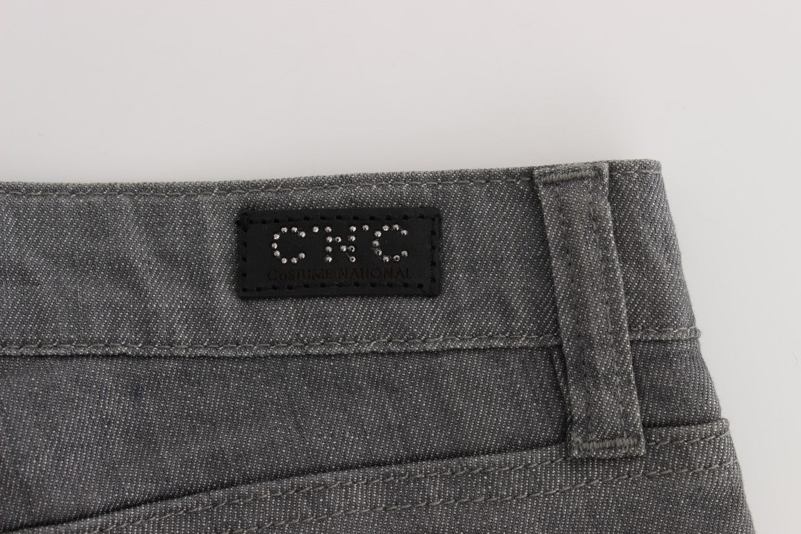 Chic Gray Slim-Fit Designer Jeans - The Luxe Alliance