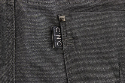 Chic Gray Slim-Fit Designer Jeans - The Luxe Alliance