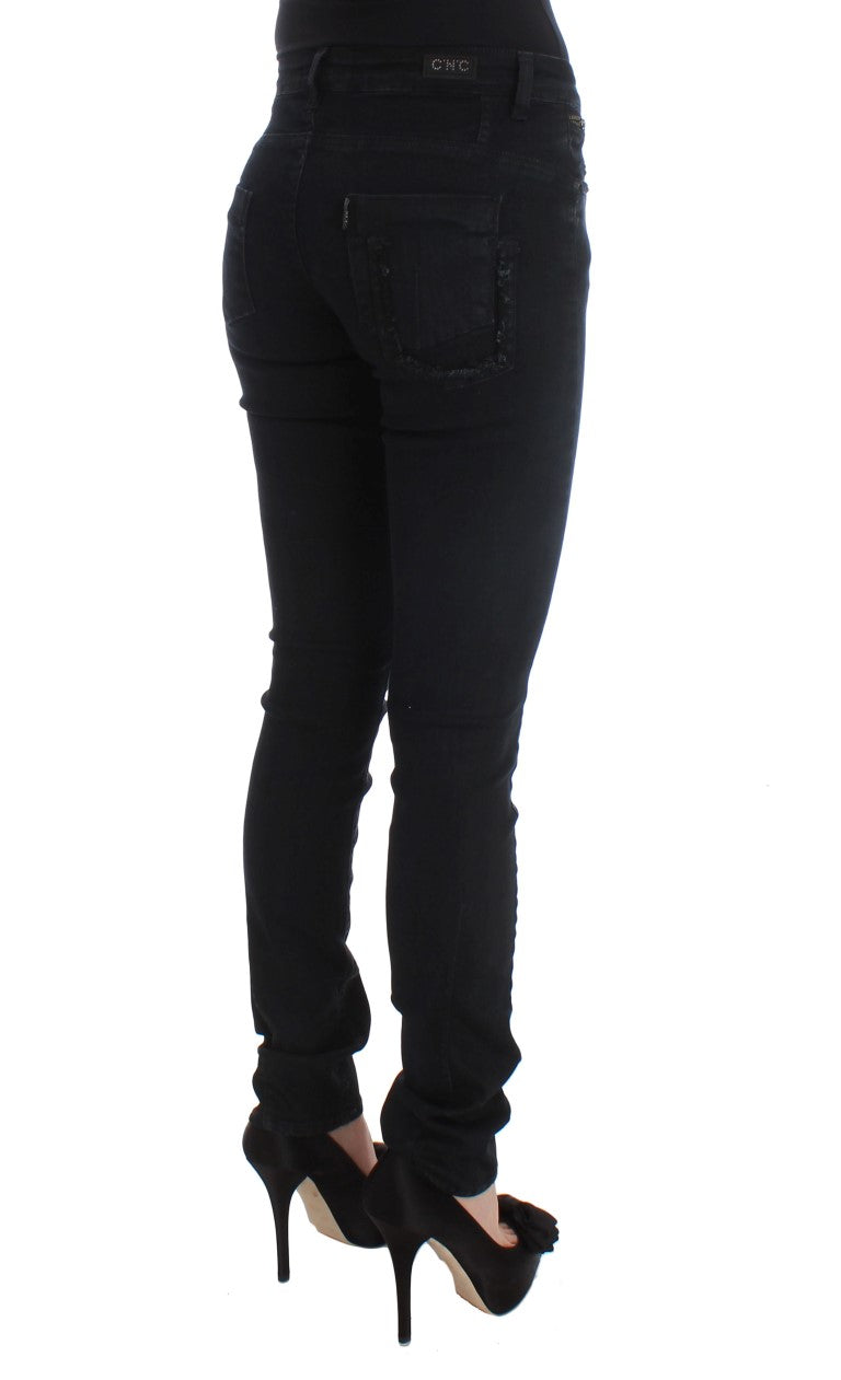 Sleek Slim Fit Designer Jeans in Classic Black - The Luxe Alliance