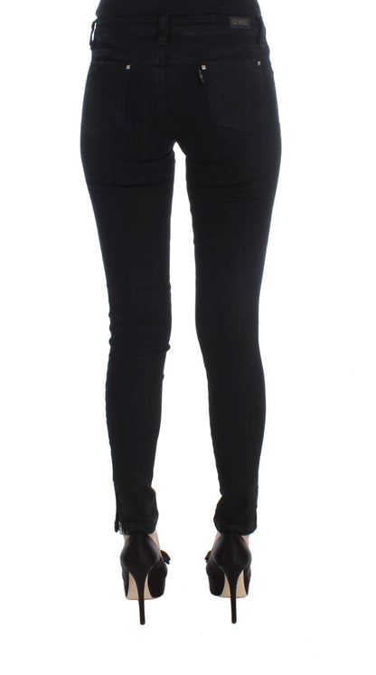 Sleek Black Slim Fit Designer Jeans - The Luxe Alliance