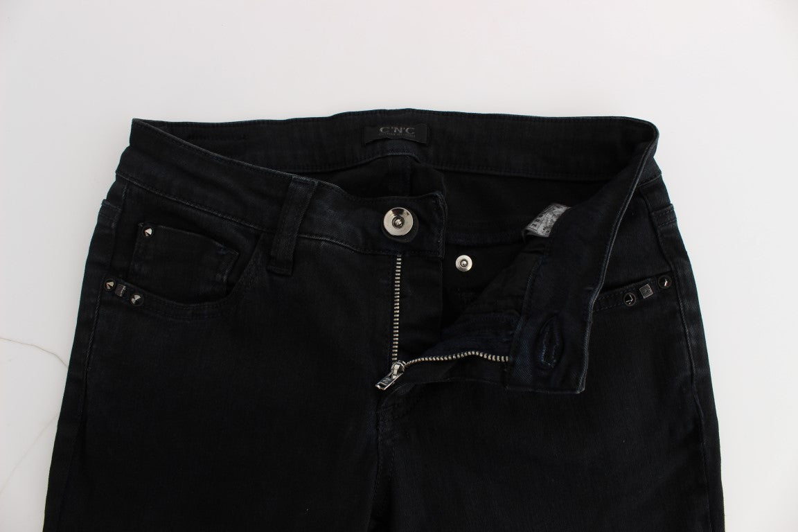 Sleek Black Slim Fit Designer Jeans - The Luxe Alliance