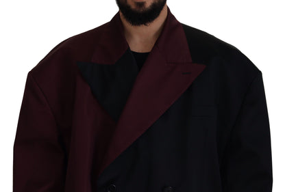  - Elegant Bordeaux Double-Breasted Jacket