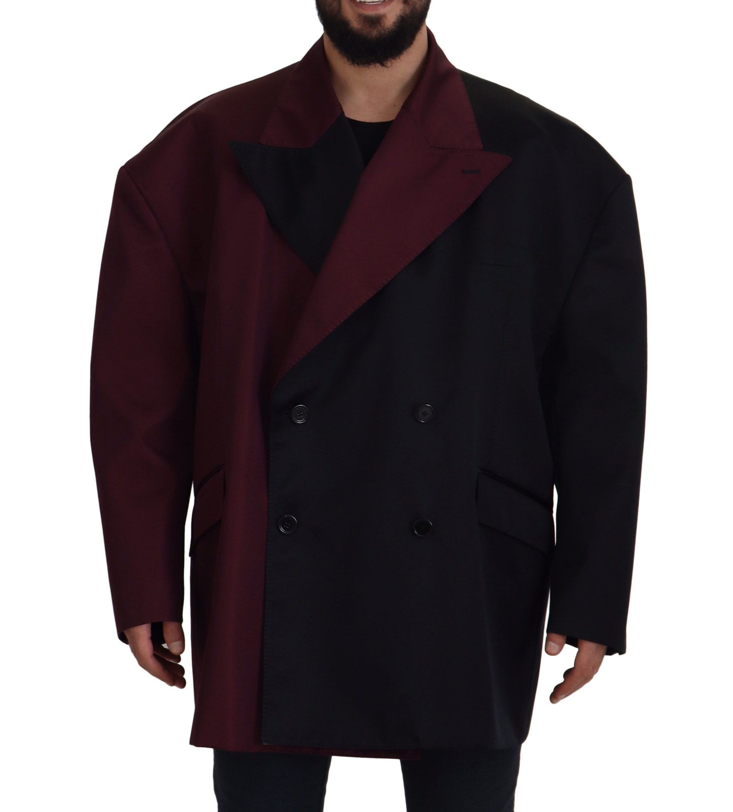  - Elegant Bordeaux Double-Breasted Jacket