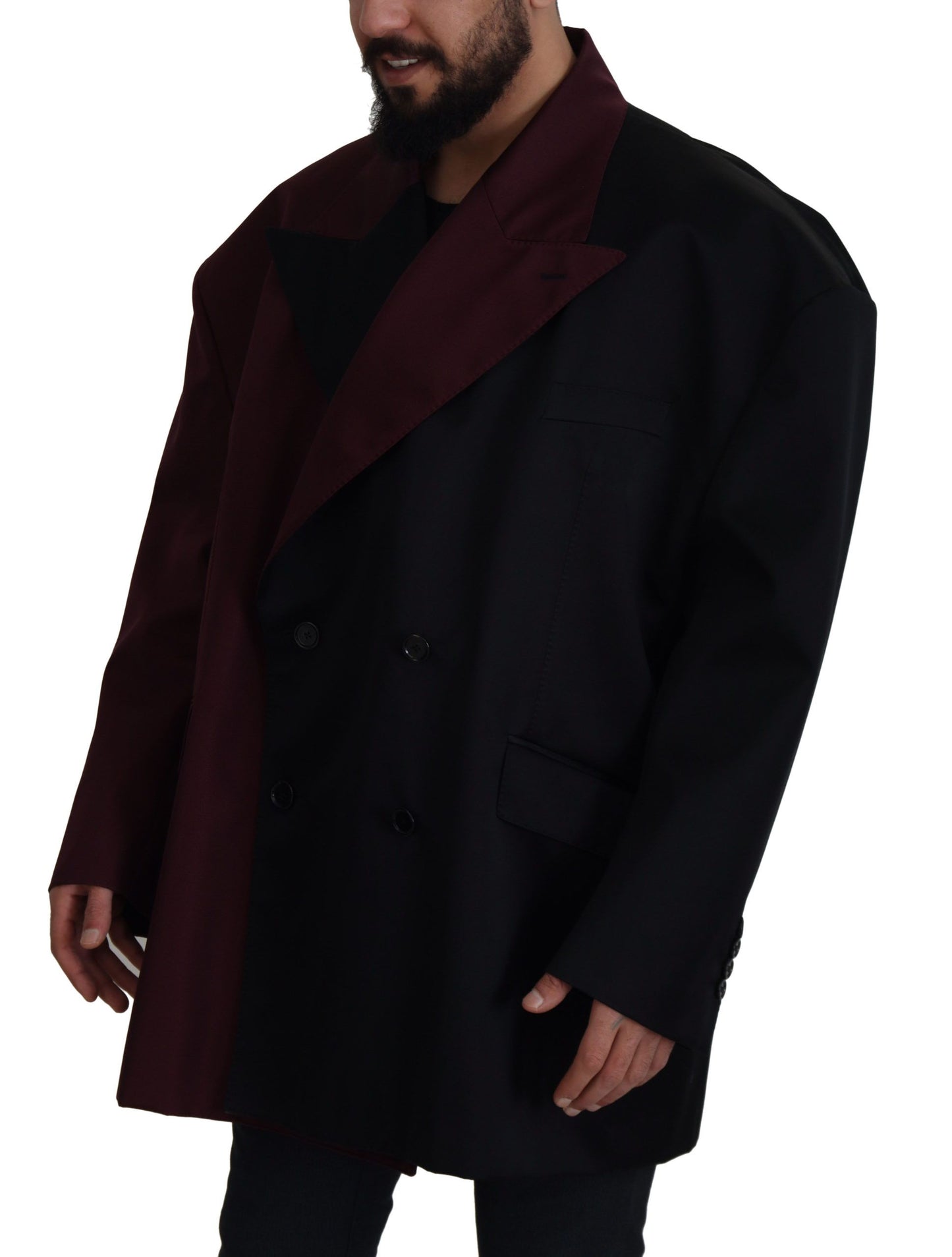  - Elegant Bordeaux Double-Breasted Jacket