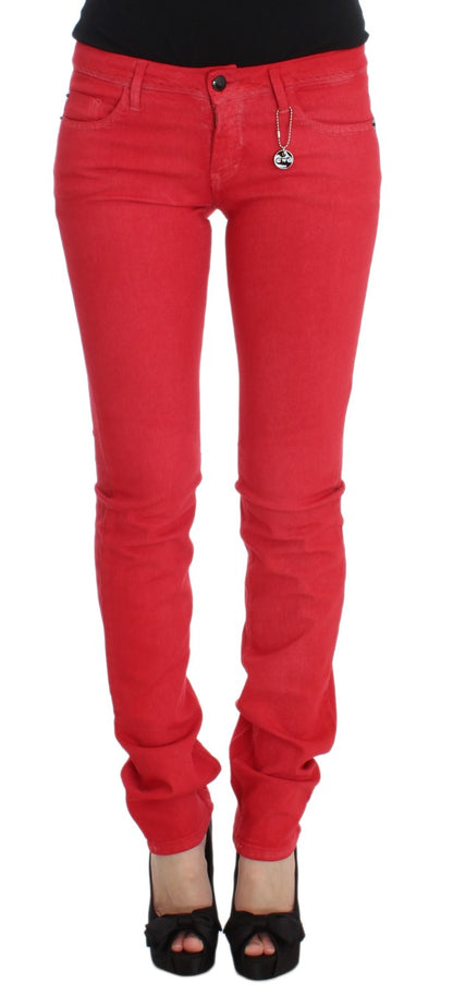 Chic Red Slim Fit Jeans - The Luxe Alliance