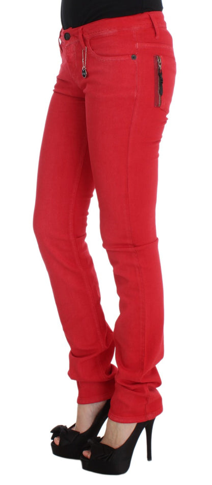 Chic Red Slim Fit Jeans - The Luxe Alliance