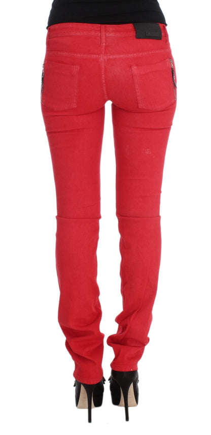 Chic Red Slim Fit Jeans - The Luxe Alliance