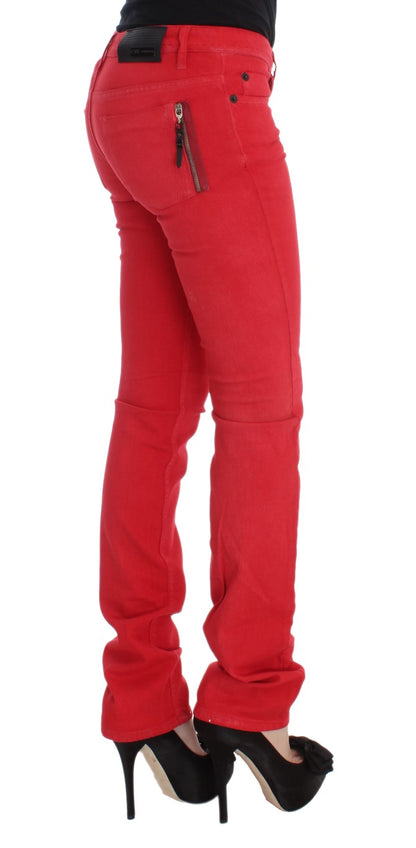 Chic Red Slim Fit Jeans - The Luxe Alliance