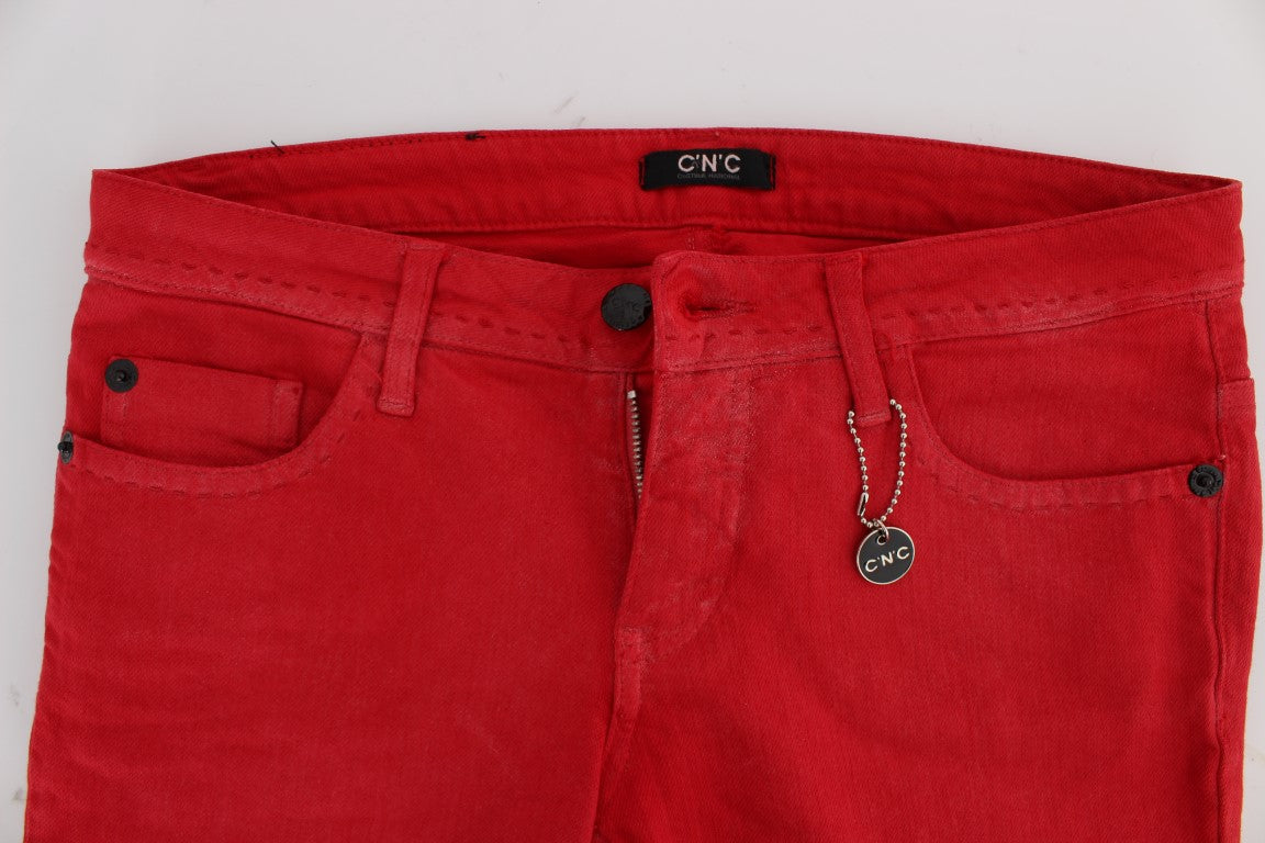 Chic Red Slim Fit Jeans - The Luxe Alliance