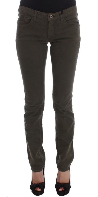 Chic Slim Fit Green Cotton Jeans - The Luxe Alliance