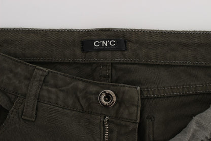 Chic Slim Fit Green Cotton Jeans - The Luxe Alliance