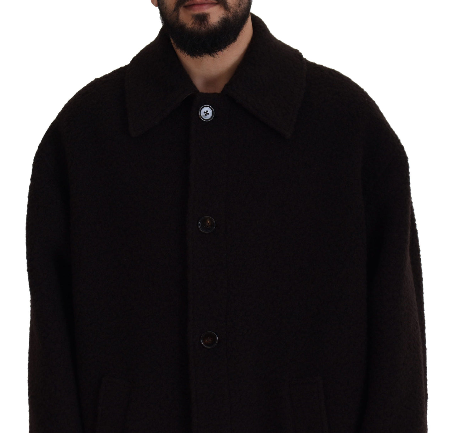  - Elegant Black Alpaca Wool Blend Jacket