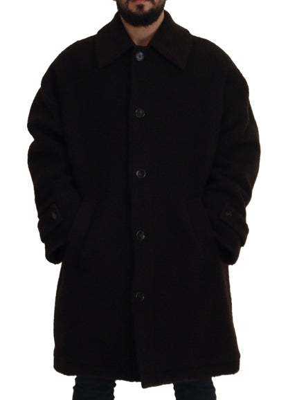  - Elegant Black Alpaca Wool Blend Jacket