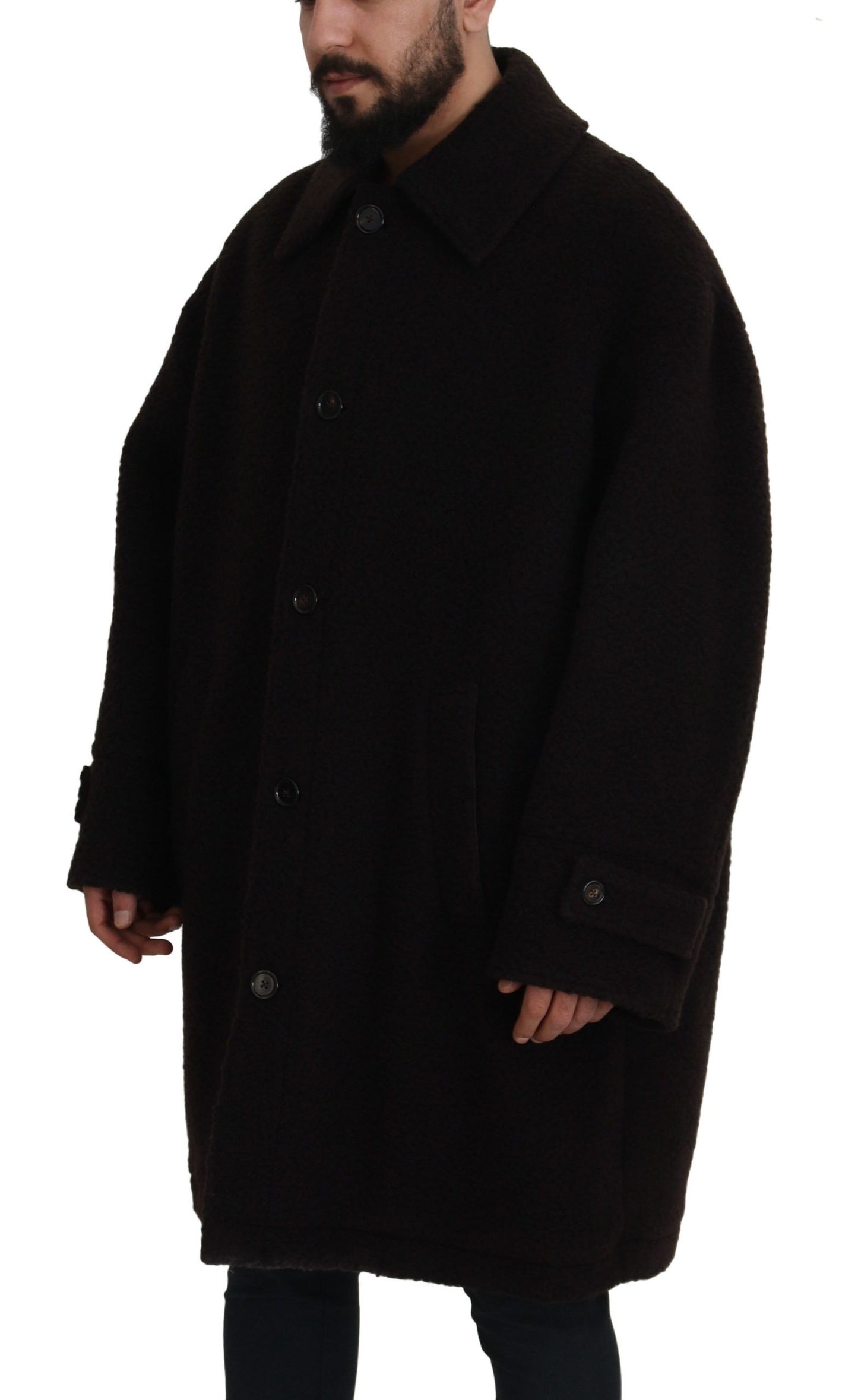  - Elegant Black Alpaca Wool Blend Jacket