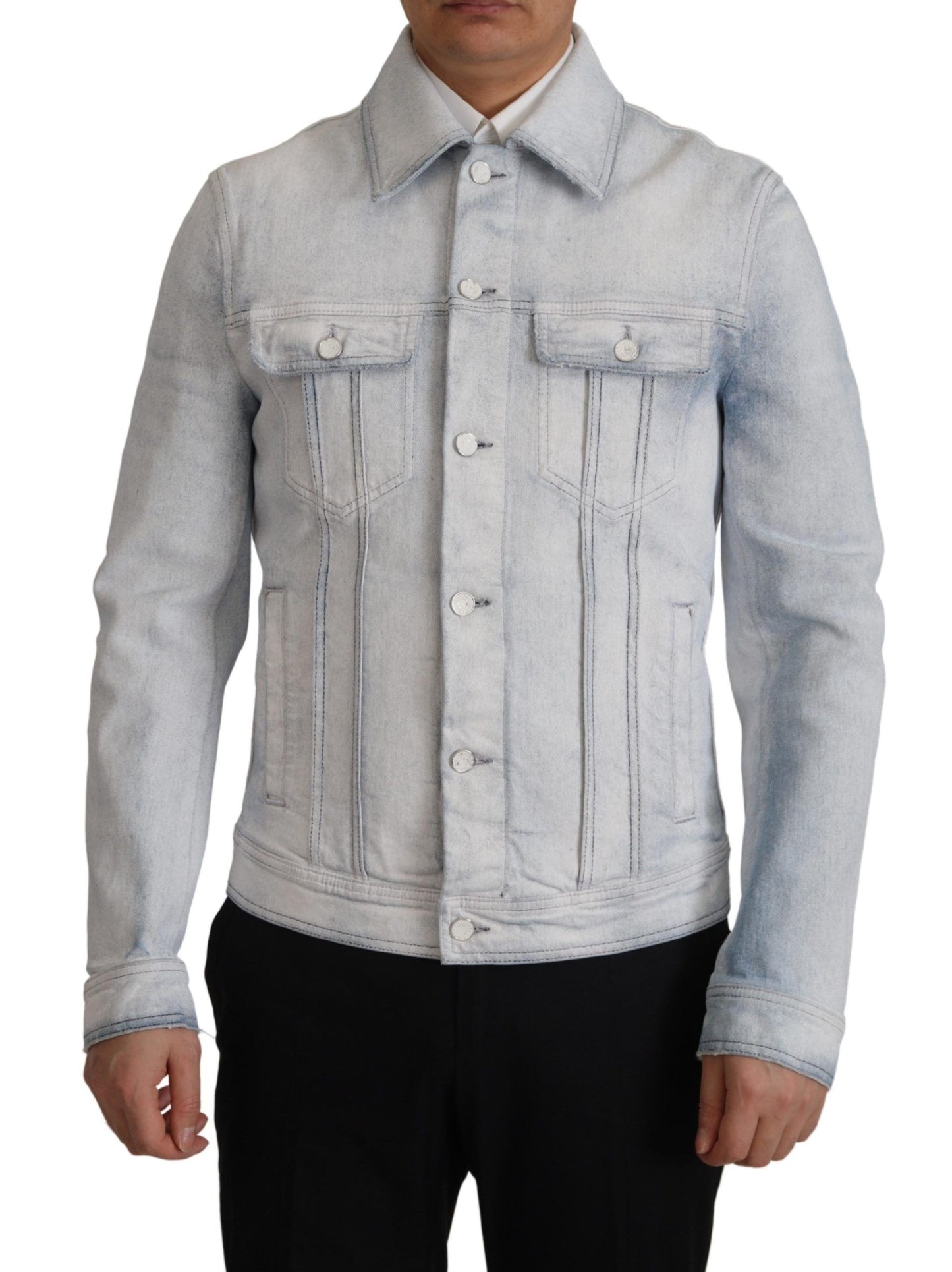  - Elegant Light Blue Denim Jacket