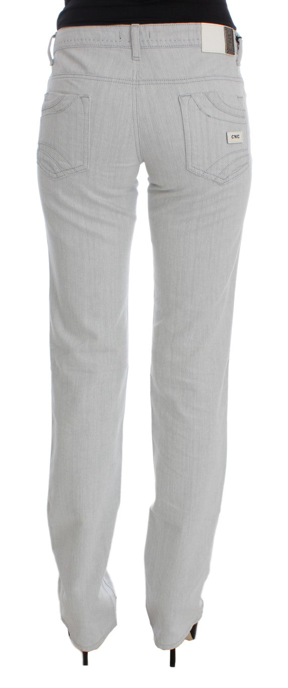 Chic Gray Slim Fit Designer Jeans - The Luxe Alliance