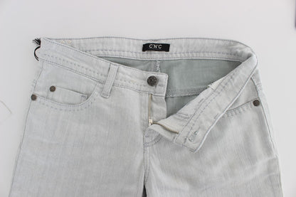 Chic Gray Slim Fit Designer Jeans - The Luxe Alliance