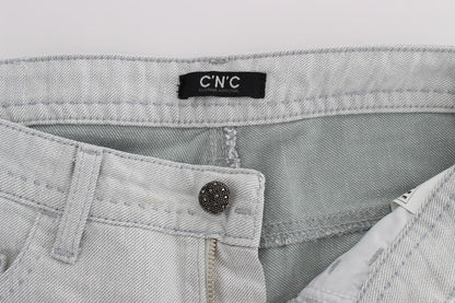 Chic Gray Slim Fit Designer Jeans - The Luxe Alliance