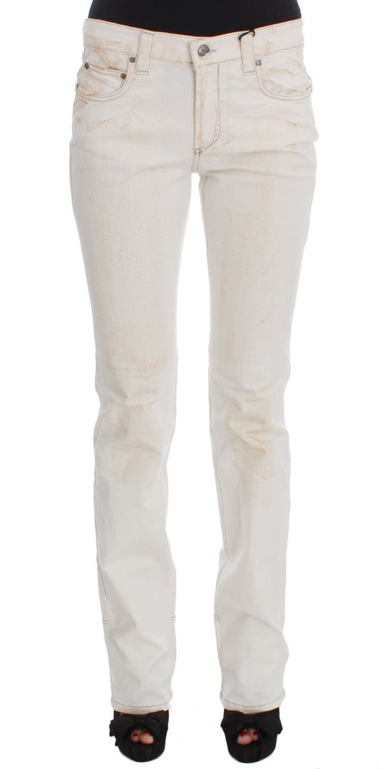 Chic White Slim Fit Designer Jeans - The Luxe Alliance