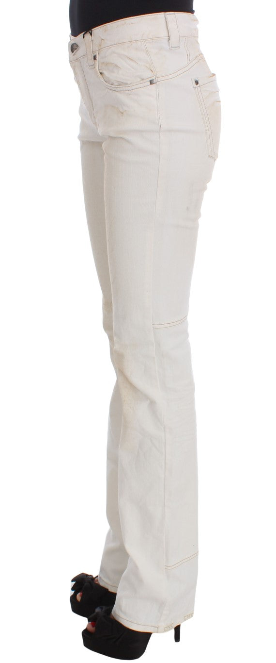 Chic White Slim Fit Designer Jeans - The Luxe Alliance