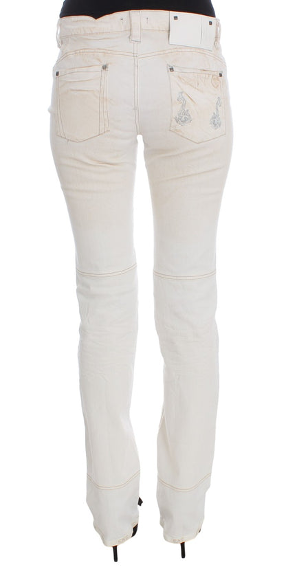 Chic White Slim Fit Designer Jeans - The Luxe Alliance