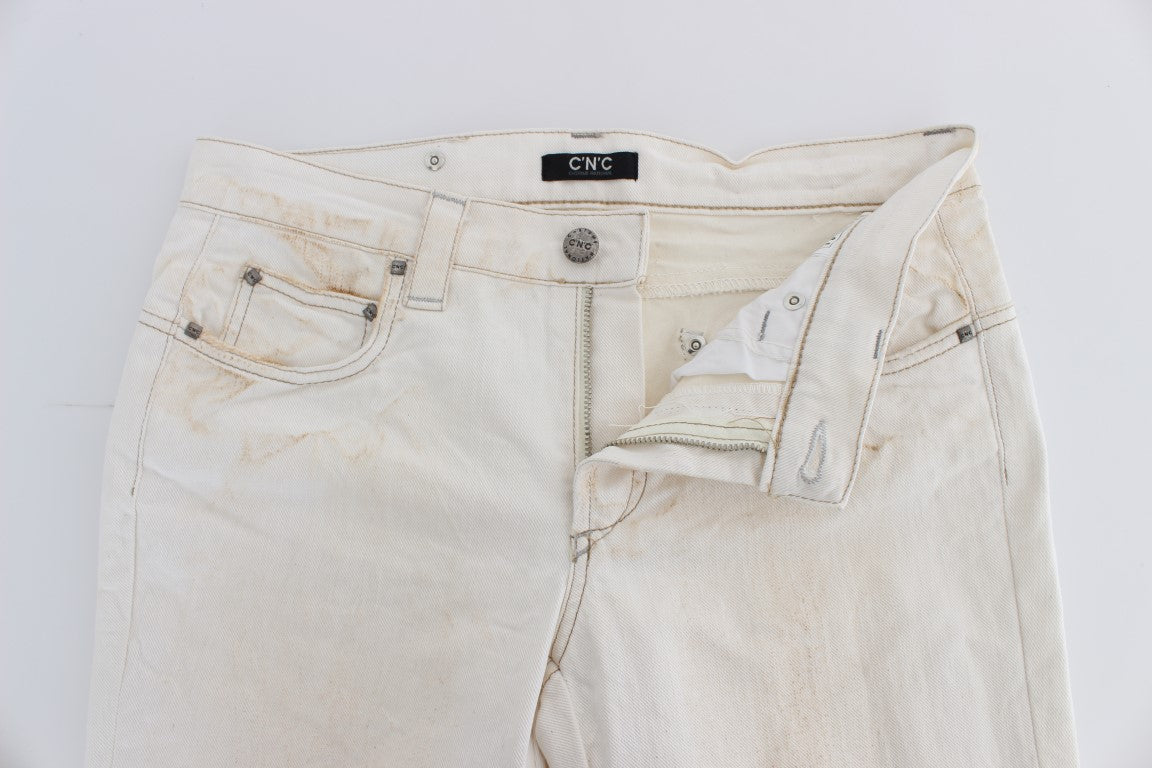 Chic White Slim Fit Designer Jeans - The Luxe Alliance