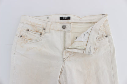 Chic White Slim Fit Designer Jeans - The Luxe Alliance