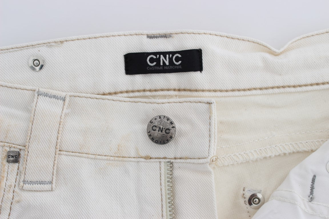 Chic White Slim Fit Designer Jeans - The Luxe Alliance