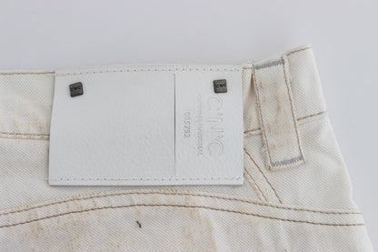 Chic White Slim Fit Designer Jeans - The Luxe Alliance