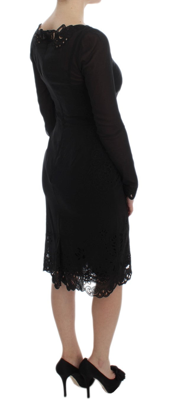  - Elegant Black Floral Lace Sheath Dress