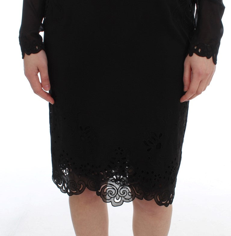  - Elegant Black Floral Lace Sheath Dress