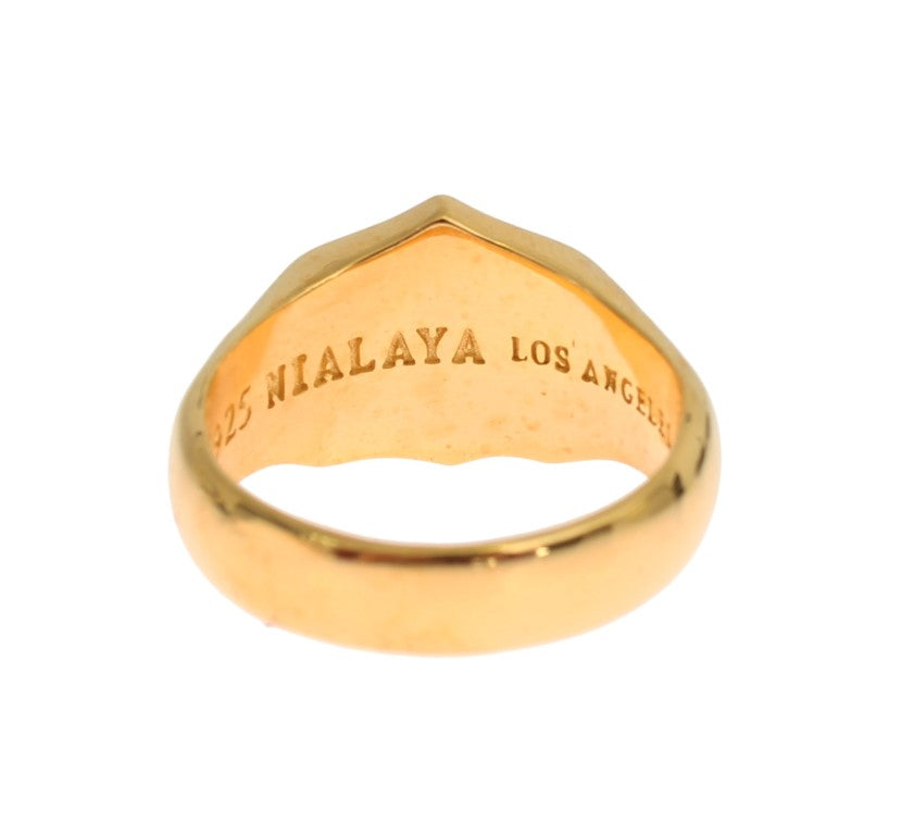  - Elegant Men's Gold Plated Silver Ring