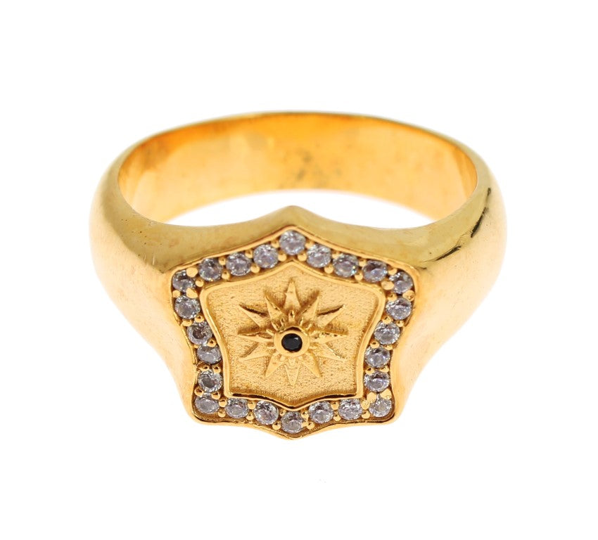  - Elegant Men's Gold Plated Silver Ring